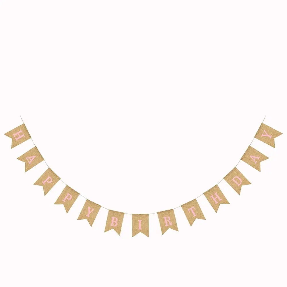 2018 новые яркие льняная скатерть С Днем Рождения флаг вечерние декоративная фалда