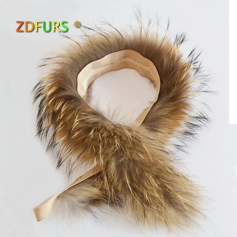 ZDFURS* натуральный меховой воротник натуральный мех енота шарф 70 см меховая отделка пухового пальто меховая полоска/с капюшоном