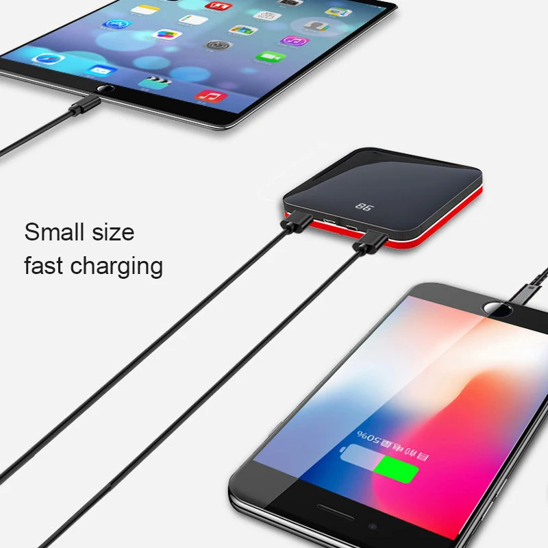 Новинка 8000 мАч Мини Внешний аккумулятор с двумя USB ЖК дисплеем ультратонкий