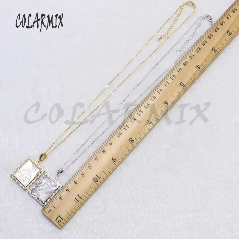 

3Pcs Rectangle pendant necklace White Color pendant Necklace Crystal zircon shell charms pedant necklace jewelry gift5220