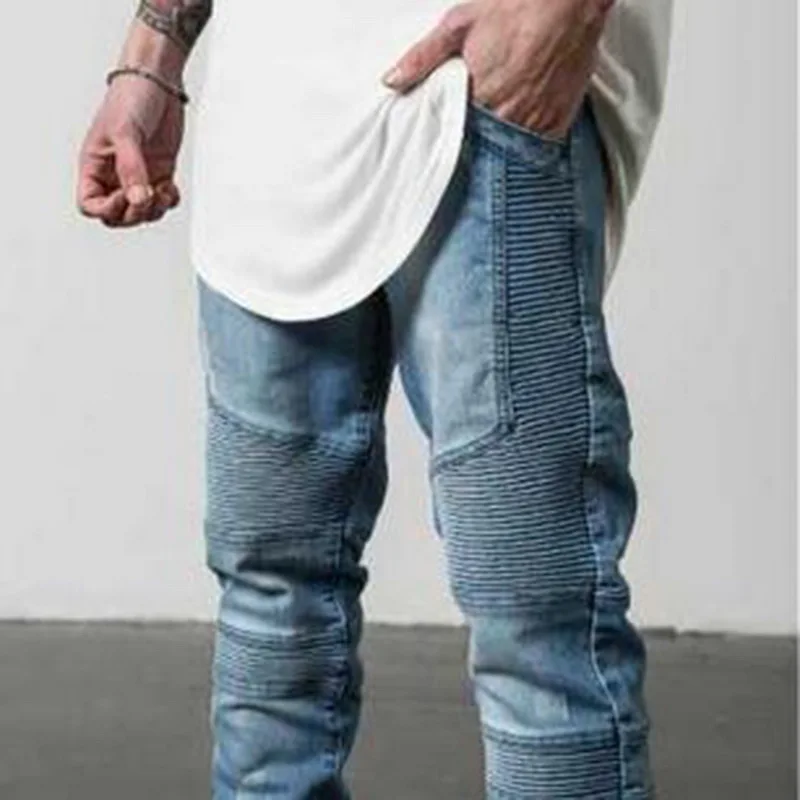 NIBESSER Hip Hop Vintage Trouser Skinny Pant Stretch Denim Pants Solid Slim Fit Jeans Men Casual Biker Male Street | Мужская одежда
