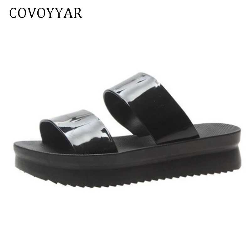 COVOYYAR/2019 женские шлепанцы на платформе прозрачная Летняя обувь удобные сандалии