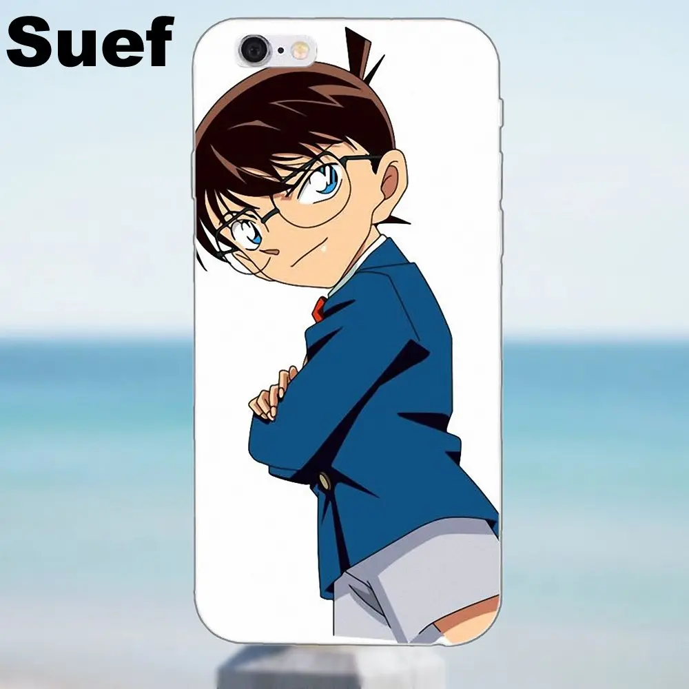 Мягкий телефон Capa детектив Conan edogawa для iPhone X 4 4S 5 5S 5C SE 6 6S 7 8 Plus Samsung Galaxy J1 J3 J5 J7 A3 A5 2016
