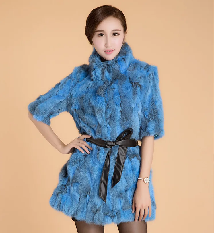 2022 Women New Arrival Real Rabbit Fur Coat Genuine Natural Vest Winter Plus size with belt JN178 | Женская одежда