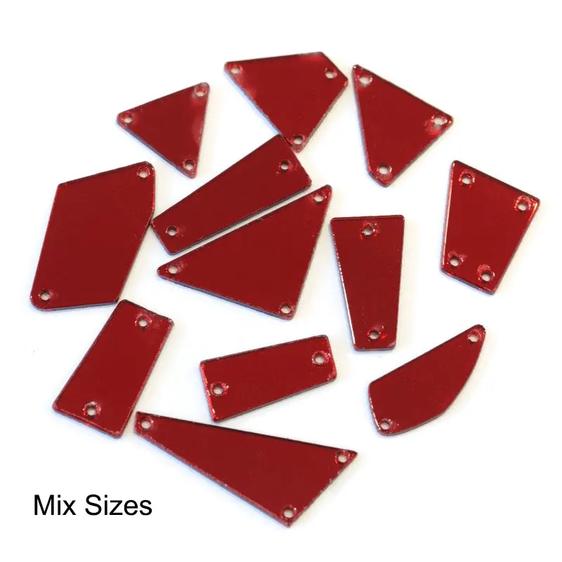 Mixed Shapes Распродажа! 50 шт. хрустальные зеркальные пришивные стразы, акриловые зеркальные пришивные стразы темно-Красного цвета для шитья одежды B3603 - Цвет: Mixed Shapes