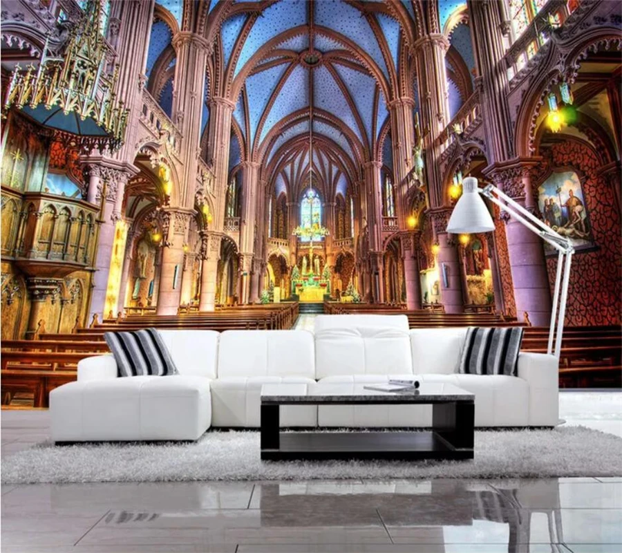 beibehang Custom wallpaper 3d murals Nordic simple beautiful church sofa background wall decorative painting mural | Обустройство