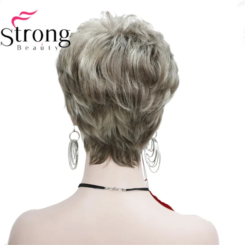 StrongBeauty короткий лохматый слоистый блонд Омбре Классический колпачок полный синтетический парик женские парики - Цвет: 18-22
