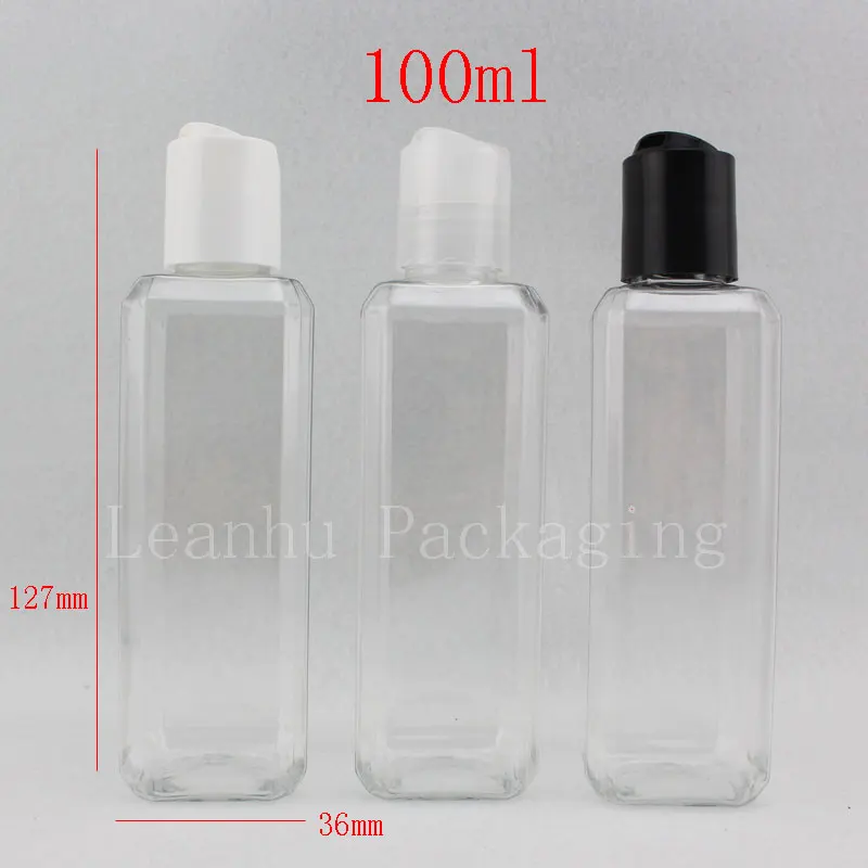 

Прозрачные квадратные пластиковые бутылки с верхней крышкой, многоразовая бутылка для воды для шампуня, макияжа, крема, лосьона, ПЭТ, 100 мл