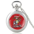 Модные серебряные часы морской пехоты США-USMC кварцевые карманные часы винтажные мужские женские военные Бронзовые Подвески ожерелье Подарки