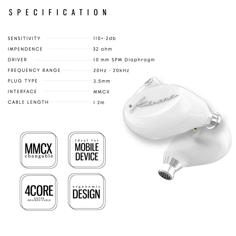 Kinera SIF HiFi аудио SPM диафрагма Динамический драйвер в ухо монитор наушники со