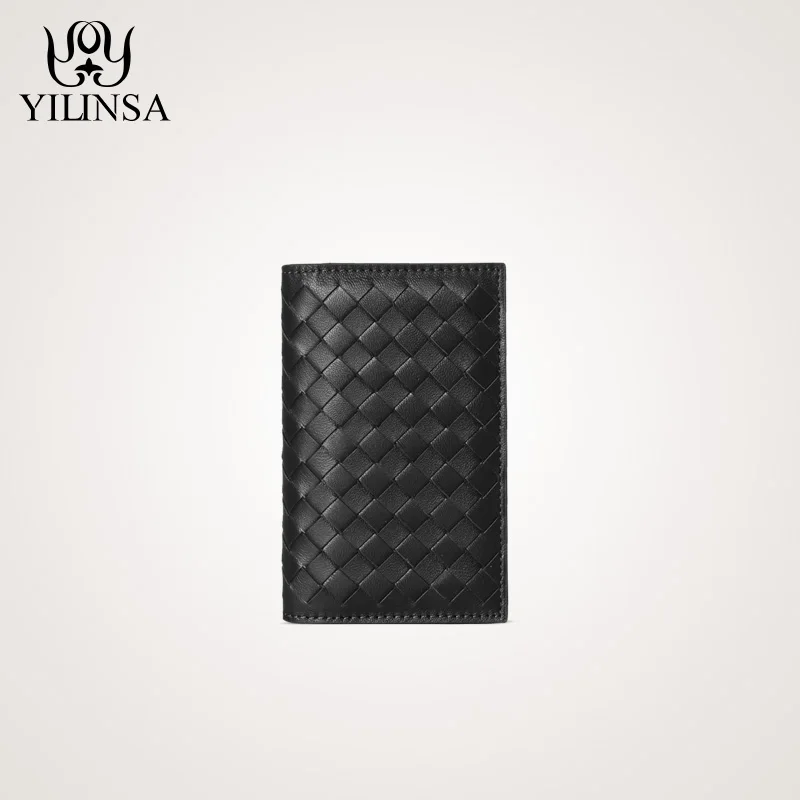 Плетеная Сумка из овечьей кожи для женщин и мужчин удлиненная кредитница