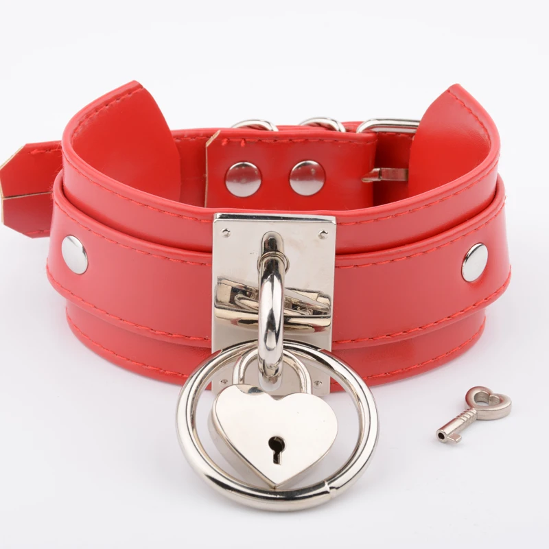 Ручная работа панк готический красный широкий чокер замок медальон воротник