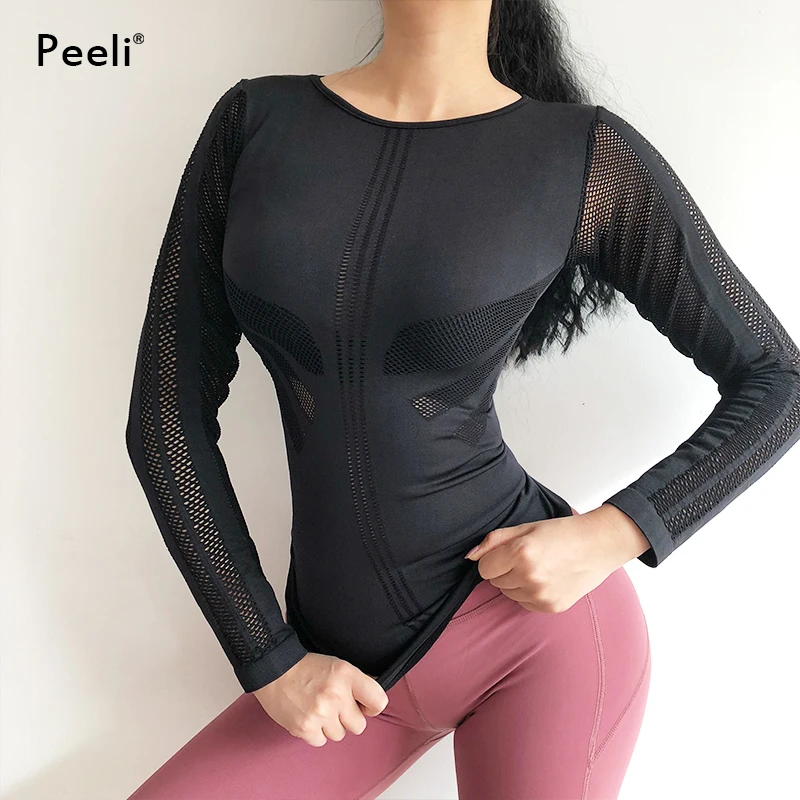 Peeli Топ с длинным рукавом для занятий йогой, одежда для активного отдыха, женские футболки для спортзала, топ для занятий спортом, фитнесом, Женский трикотажный топ для тренировок, футболки для бега