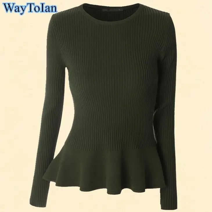WayToIan/Лидер продаж свитер с круглым вырезом модный однотонный вязаный длинными