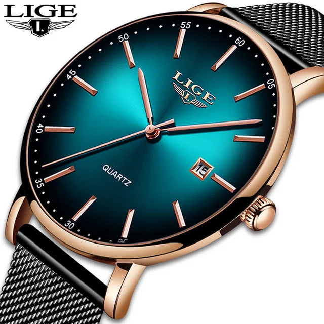 Часы LIGE мужские модные спортивные водонепроницаемые аналоговые