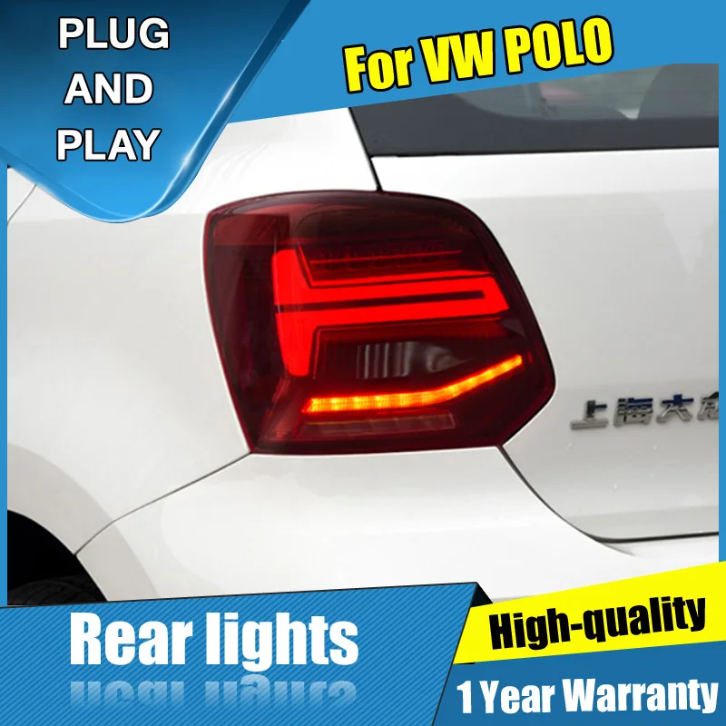 2 шт. автомобильный Стайлинг для VW polo задние фонари 2011- для polo светодиодный задний фонарь+ сигнал поворота+ тормоз+ обратный светодиодный свет
