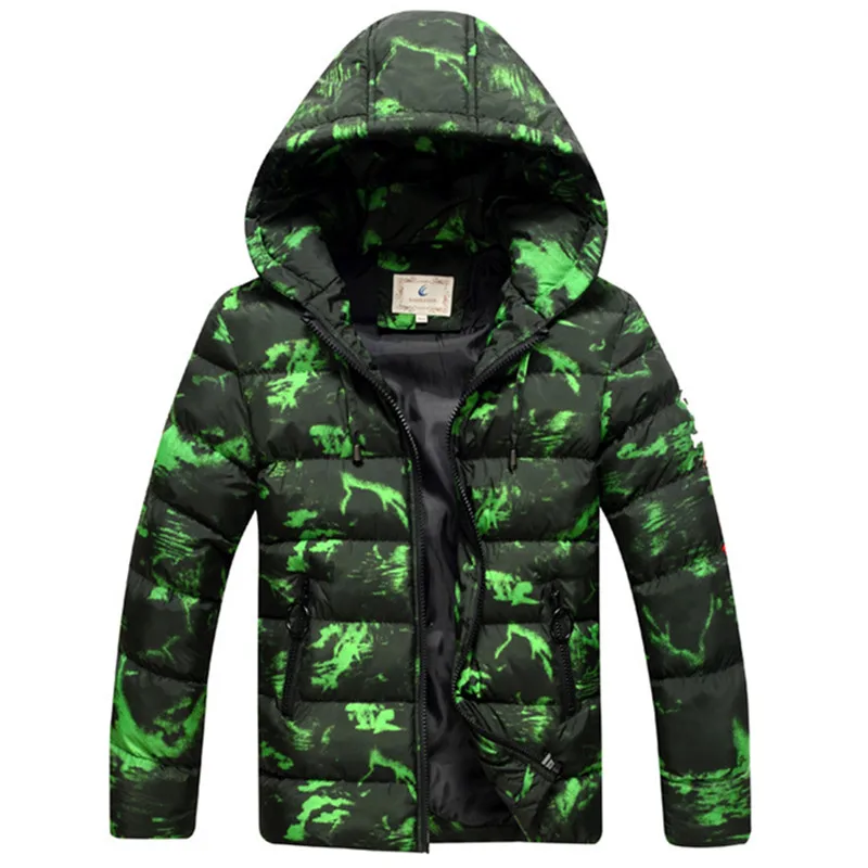 green camouflage От 8 до 17 лет зимняя куртка с подкладом для мальчиков; модная верхняя одежда с капюшоном; плотная теплая детская Камуфляжная парка; пальто; Новинка года - Цвет: green camouflage