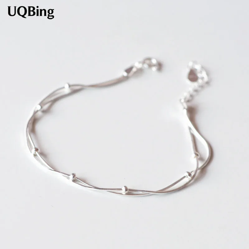 

2017 New Fashion 925 Sterling Silver Bracelet For Women Double Chain Beads Bracelet Charms Pulsera Drop Shipping