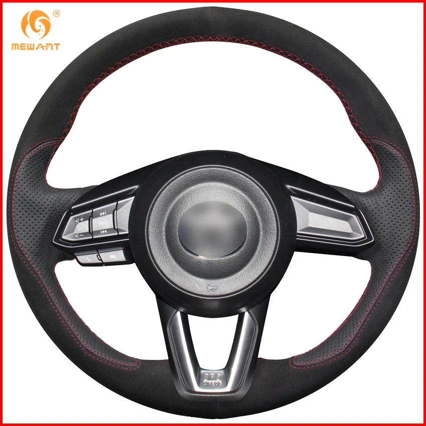 MEWANT черный кожаный замшевый чехол на руль для Mazda 3 Axela 2017 6 Atenza 2018 CX 5 CX5 9|steering wheel