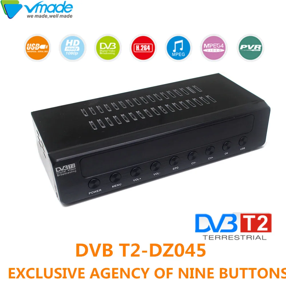 Vmade горячая Распродажа DVB T/dvb t2 высокое цифрового ТВ приемник девять клавиш H.264 MPEG