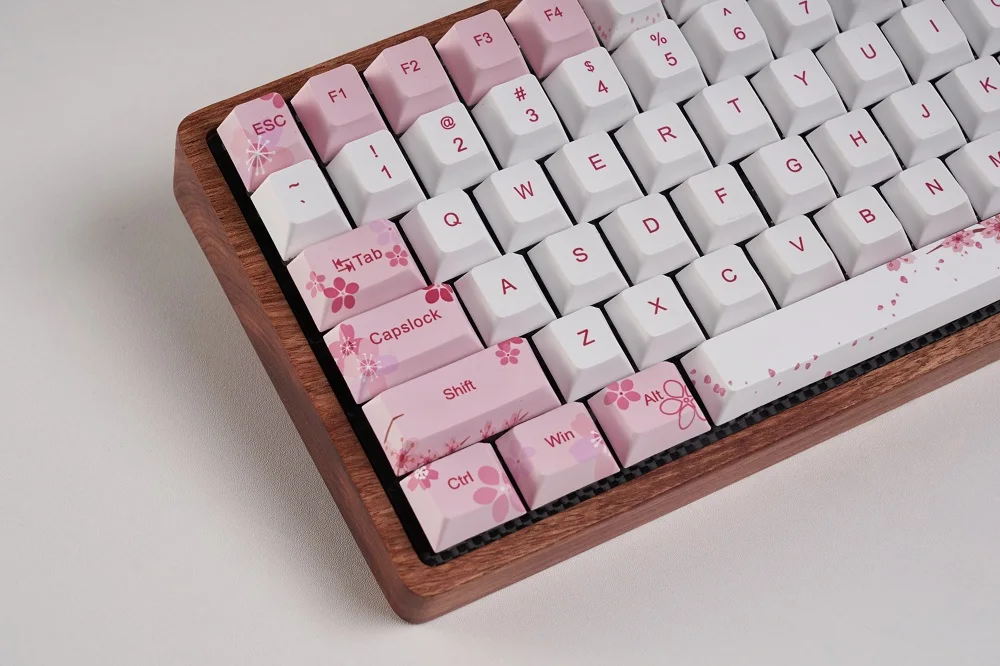 Gk84 механическая клавиатура 75% dye sub keycap Деревянный Пользовательский светильник rgb чернила paintingsakura lotus bluetooth 4,0 USB двойной режим