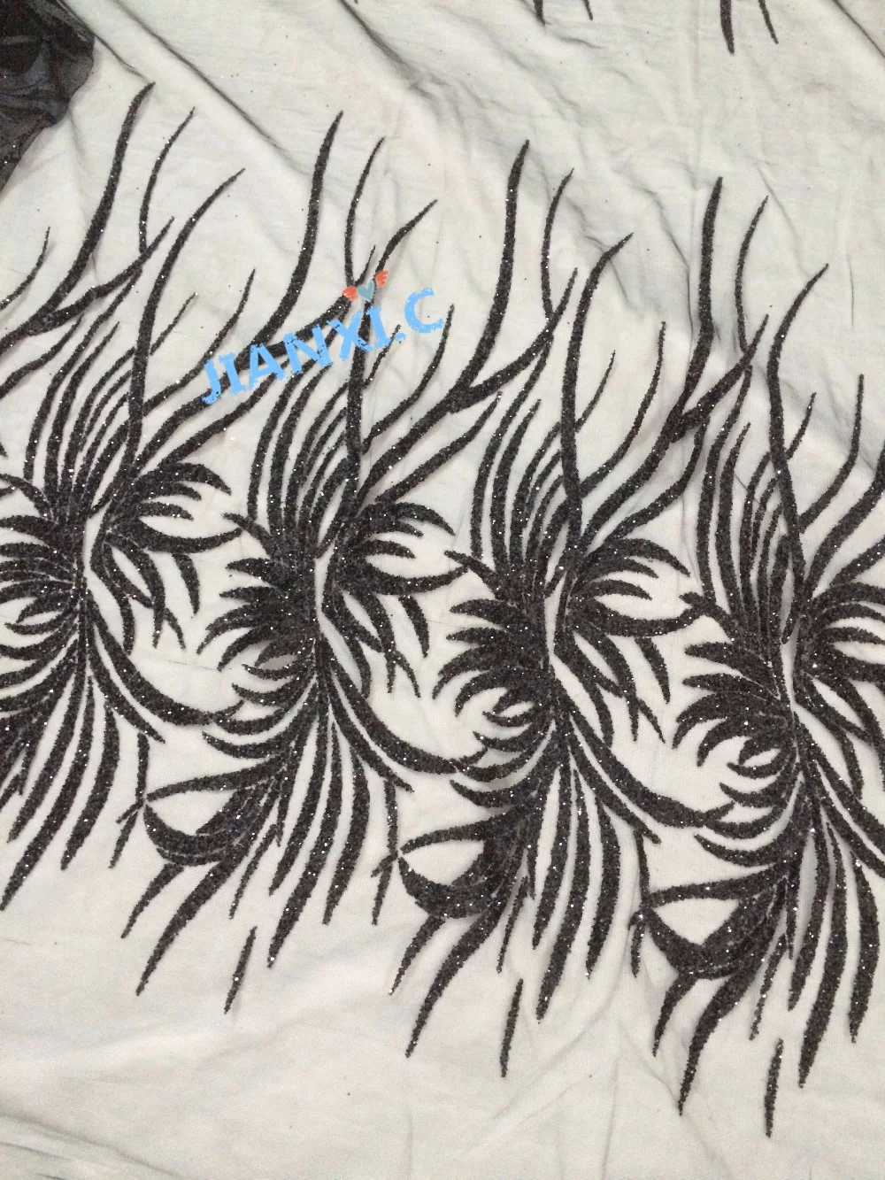 5 ярдов Тюль ручная печать блестящая кружевная ткань для вечернего платья CiCi 111606