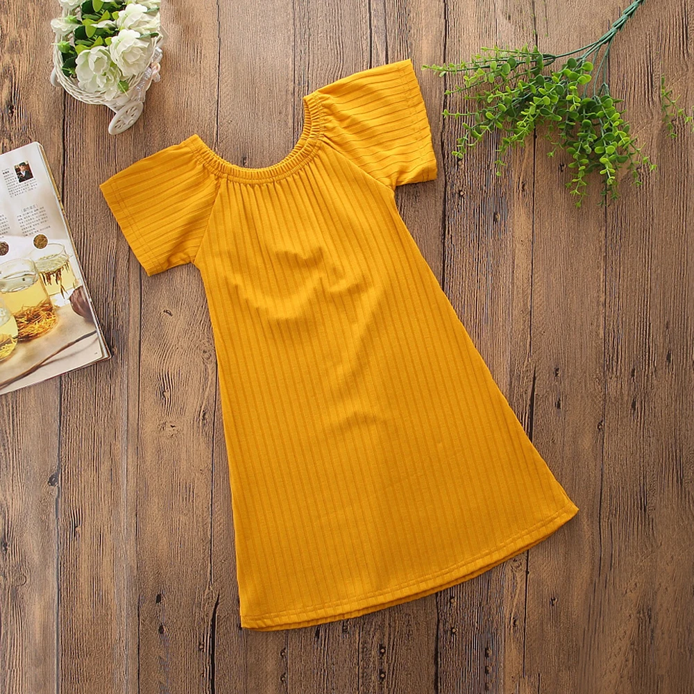chifuna 2019 New Arrival Girls Long Dress Cold Shoulder Yellow Toddler Children Clothing Holiday Style Kids For Girl | Детская одежда и
