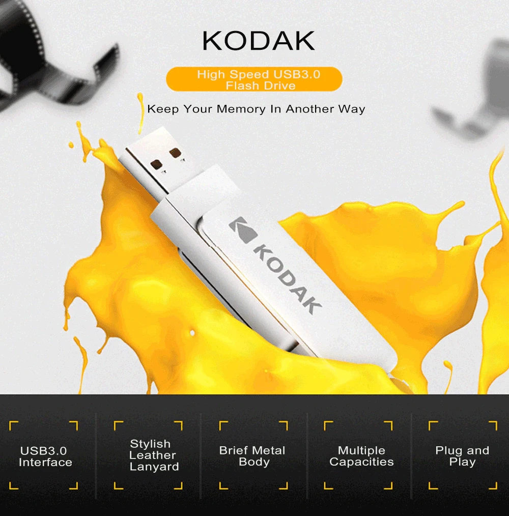 Kodak K133 флеш-накопитель USB 3,0 металлический USB флеш-накопитель 16 ГБ 32 ГБ 64 Гб карта памяти USB 3,1 128 ГБ U диск 256 ГБ Флешка USB флешка