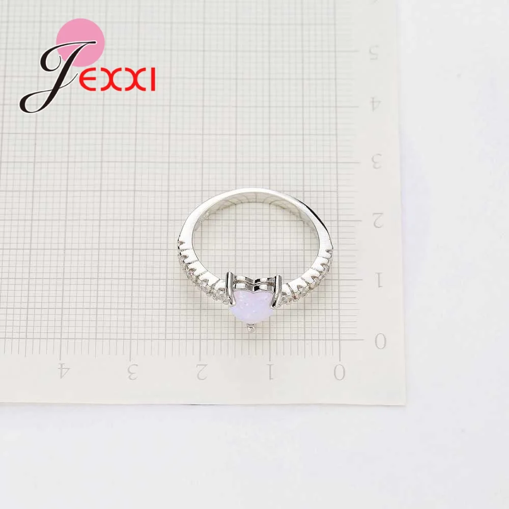 Очаровательное кольцо в форме сердца с опалом из стерлингового серебра 925 пробы