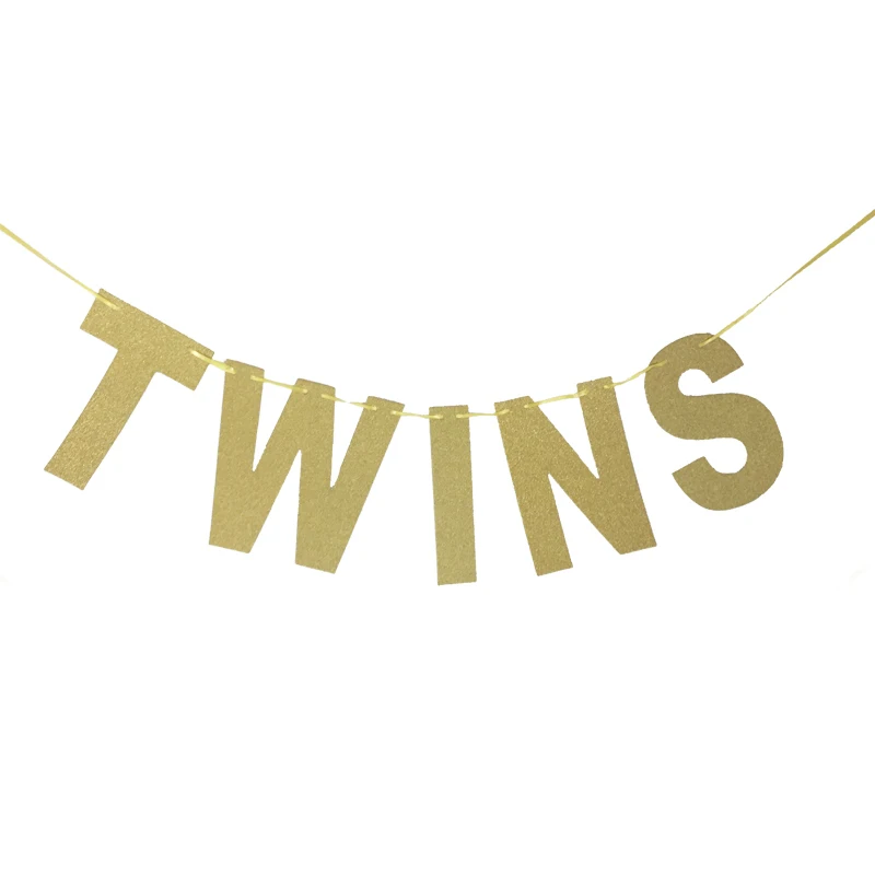 Веселые блестящие бумажные буквенные Декорации для близнецов баннеры вечеринки