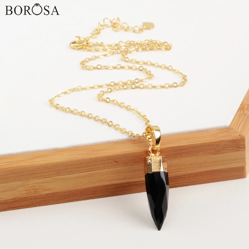 Цепочка с подвеской в форме карандаша из черного агата|Подвески| |