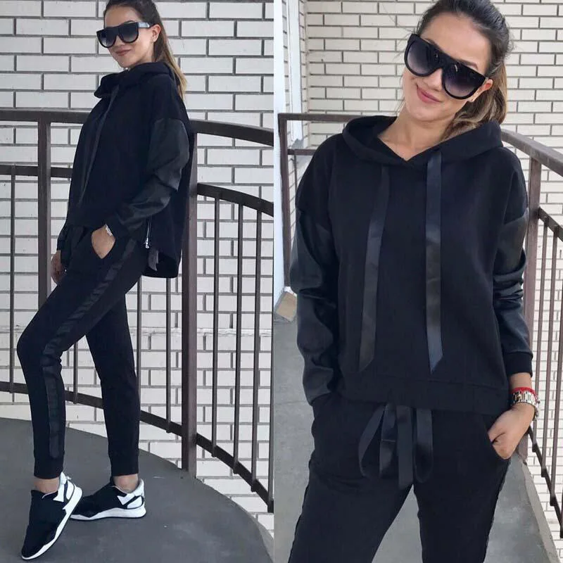 Женский спортивный костюм осень-зима 2019 модный новый свитер с капюшоном пуловеры