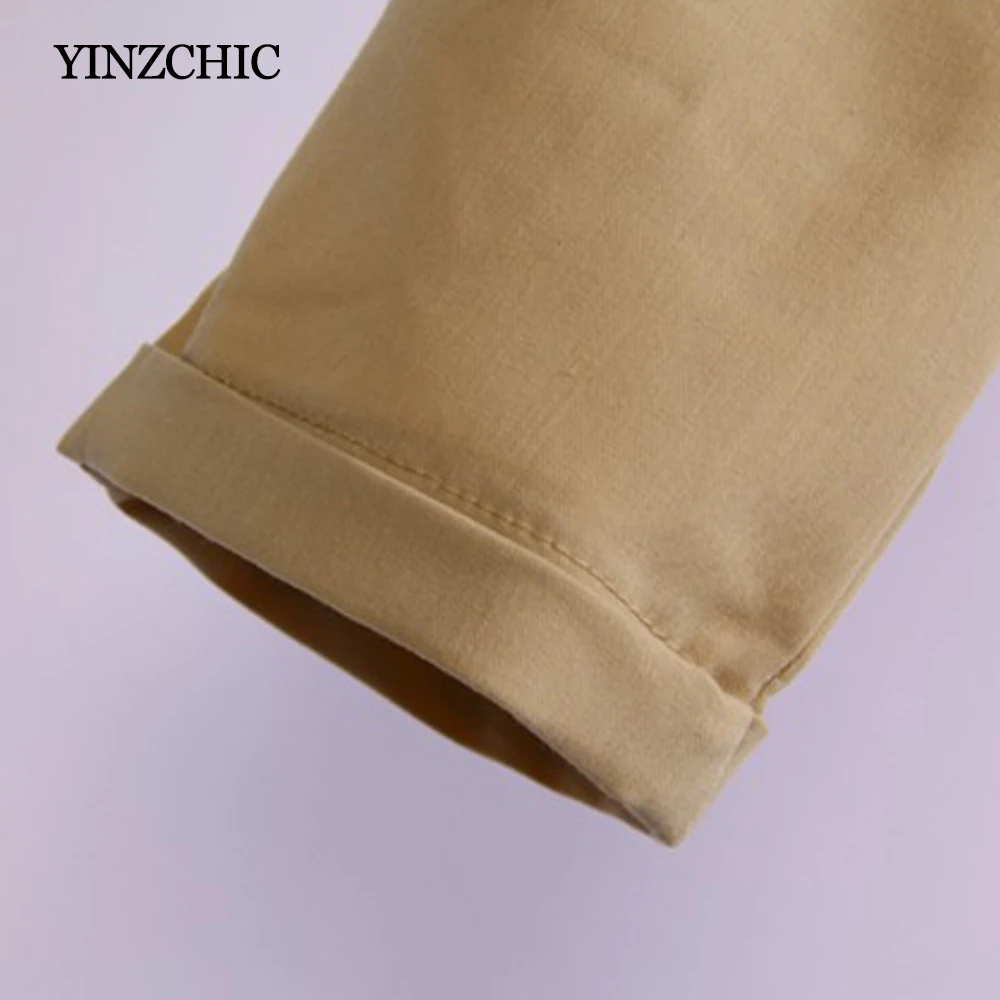 

Brand New Woman Spring Pencil Pants Solid Color Female Flat Trousers Woven Casual Ankle Pants For Office Lady Work Trousers