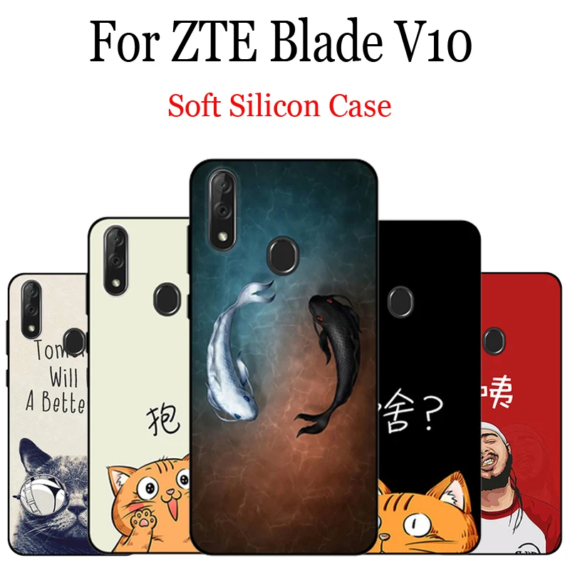 Мягкий чехол с рисунком кота для ZTE Blade V10 мягкий силиконовый из ТПУ V 10 BladeV10 |