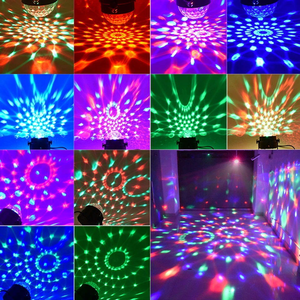 Светодиодный Вечерние огни стробоскоп хрустальный шар 3 Вт RGB звуковая активация