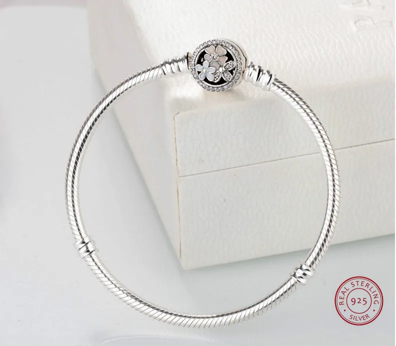 Женские браслеты с пряжкой в виде цветков вишни из стерлингового серебра 925 пробы