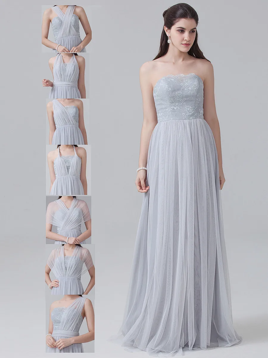 Дешевые кабриолет платья для подружек невесты до 60 тюль длинные серебряные