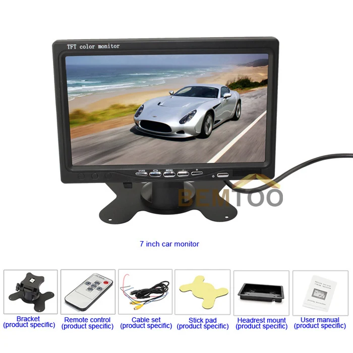7&quot TFT LCD 2 Video Input Car Rear View Monitor With 2.4G Wireless transmitter and receiver Module adapter with trigger wire |