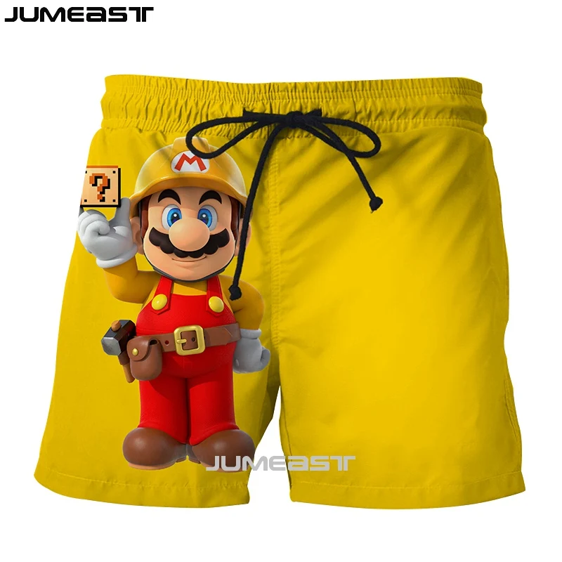 Jumeast бренд для мужчин/женщин 3D печатных мультфильм Супер Марио шорты летние новые быстросохнущие пляжные повседневные спортивные брюки короткие брюки