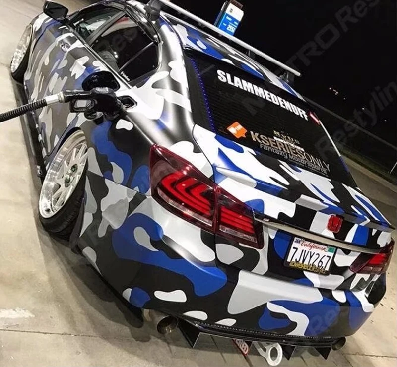 エアリリース迷彩車ビニールラップ箔黒ブルーグレーカモ粘着トラックオートバイステッカーデカール自動車ラッピング Leather Bag