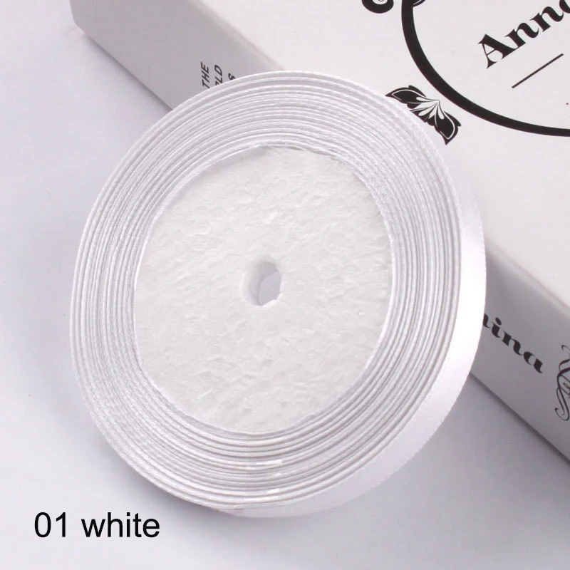 01 white 25 ярдов атласная лента 10 мм корсажные ленты DIY лук Ремесло Декор для упаковки подарков Свадебная вечеринка украшения принадлежности для скрапбукинга - Цвет: 01 white