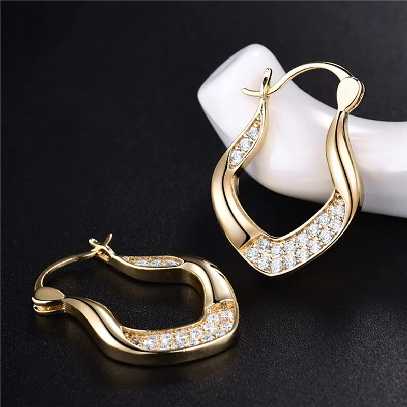 Серьги BUDONG Infinity 3 вида цветов серебро/золотой обруч модный белый кристалл