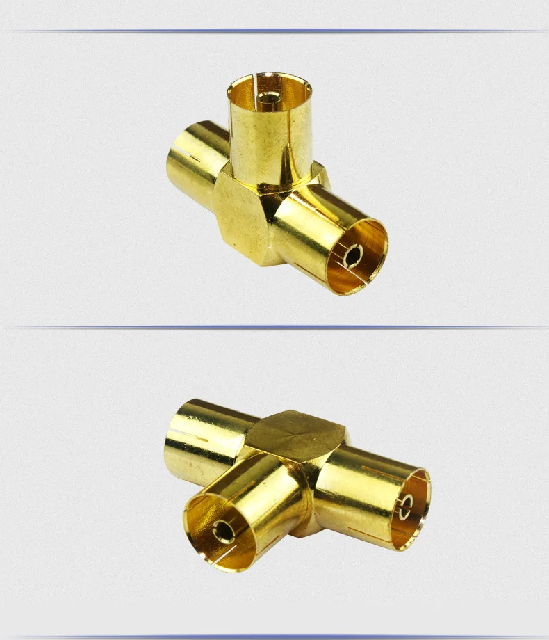 ТВ-адаптер IEC PAL DVB-T гнездовой разъем на 2 штекера T-разветвитель коаксиальный