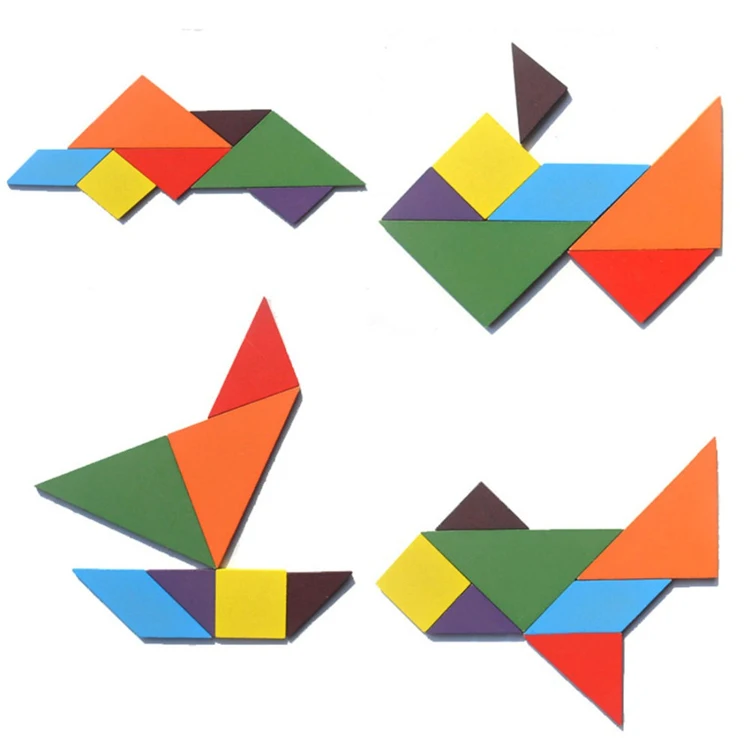 Деревянные Tangram 7 шт головоломки игрушки для детей Обучающие образовательные