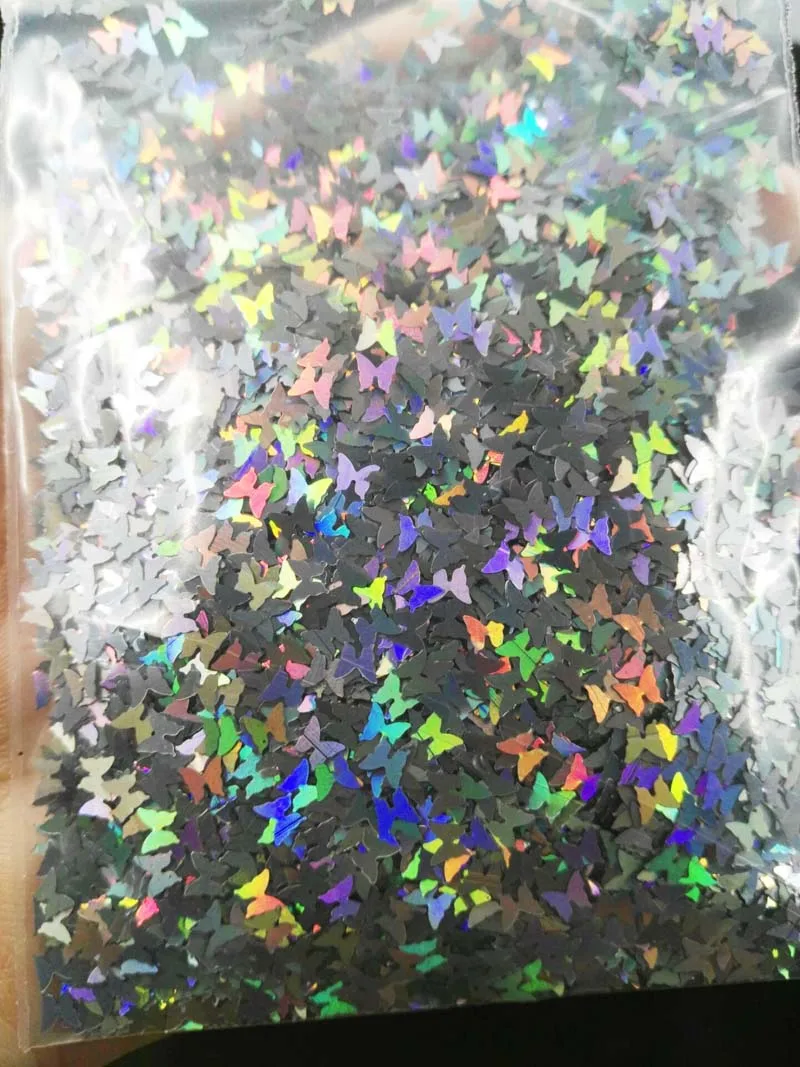 3mm Laser Silver Butterfly 10 / bag Laser Silver Butterfly Sequins Nail Art Glitter Powder for Nail Art , Glitter Nail Polish