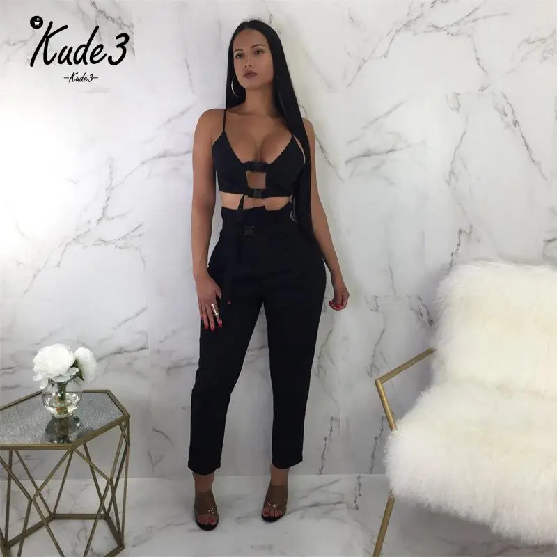 Женский комплект 2 шт. костюм укороченный топ спортивные штаны женский лиф бандо