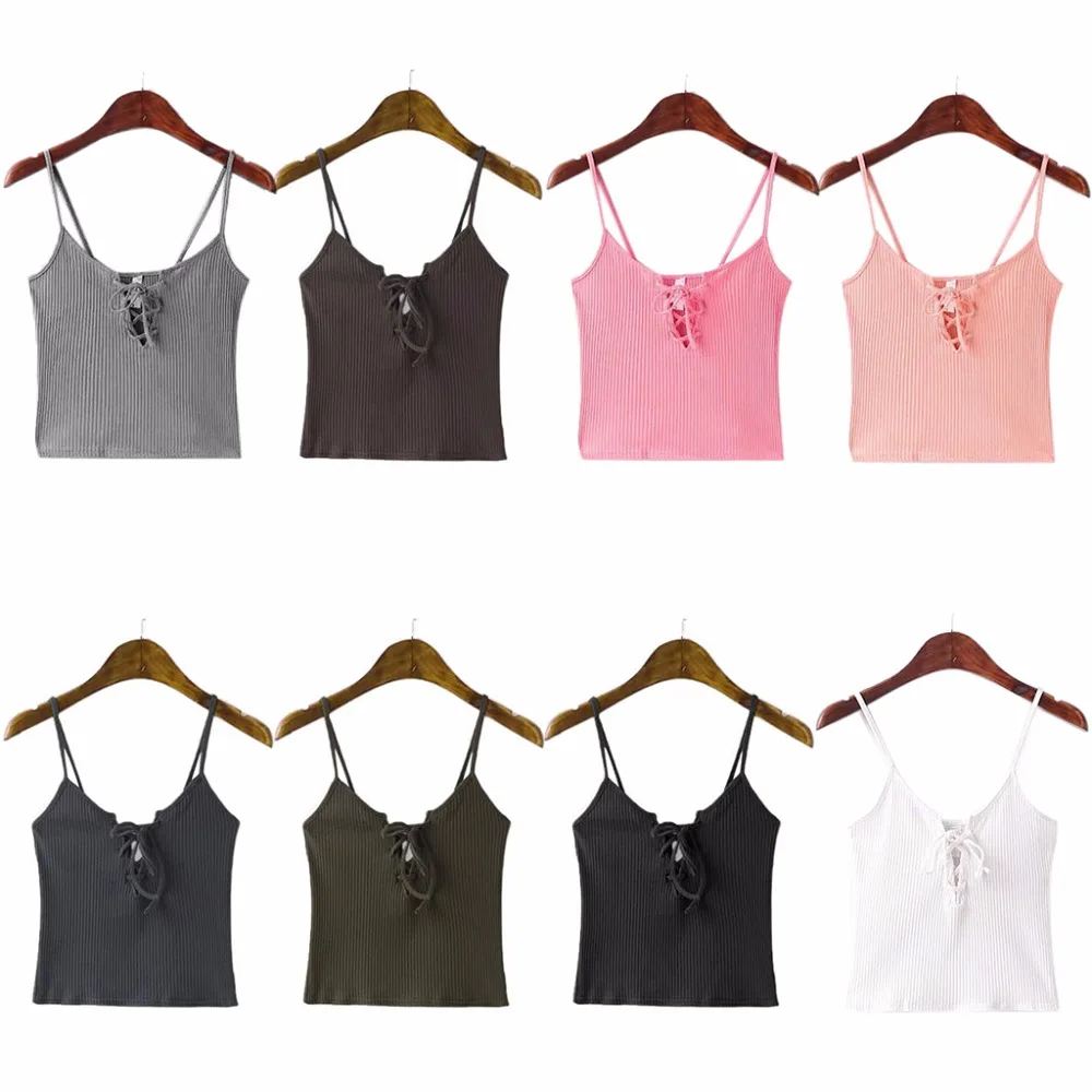Женский топ с перекрестной шнуровкой спереди 8 цветов|crop top tank|strappy bustierwomen camis |
