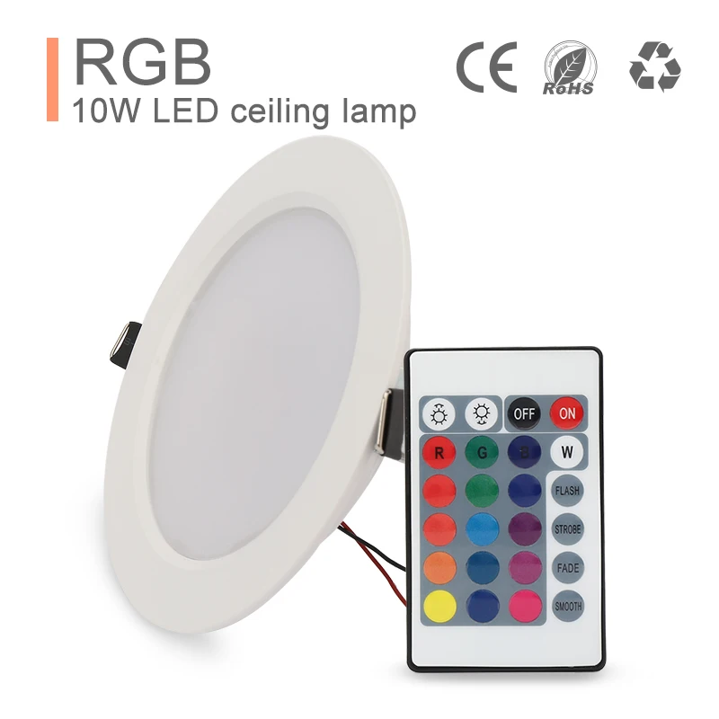 5 шт./лот, 5 Вт, 10 Вт, RGB светодиодный потолочный светильник белого цвета, потолочный светильник, встраиваемые точечные лампы с дистанционным RGB AC85-265V CE/ROHS