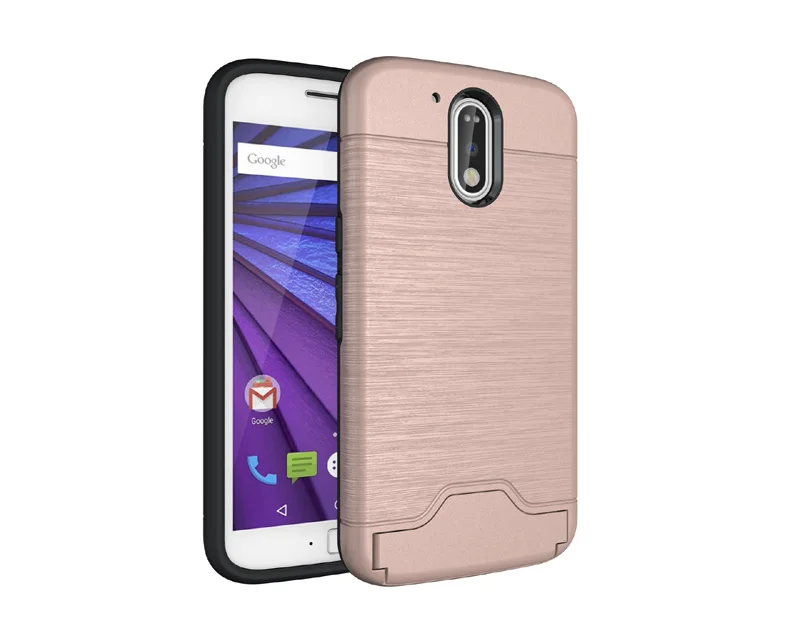 Для Moto G4 G4 4th Gen корпус+ силиконовый двойной Слои Стенд Слот держатель карты матовый чехол для moto G4 плюс