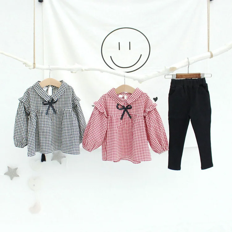 Новинка весны 2019 Детская рубашка для девочек верхняя одежда с бантом модная